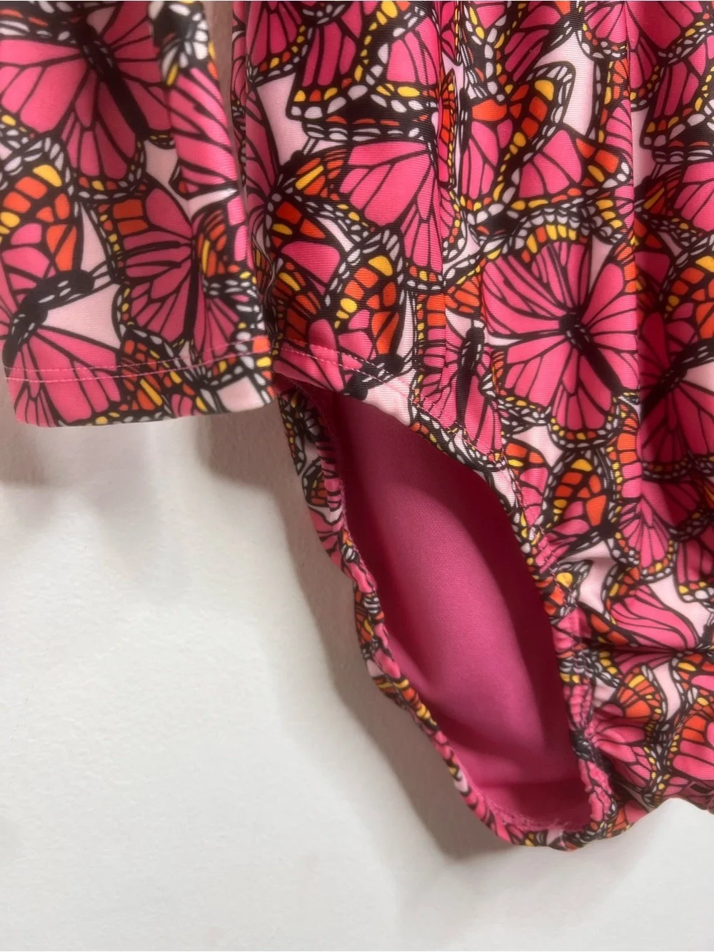 B4 ALL Butterfly Print Long-Sleeve One-Piece Swimsuit with Front Zip Size 10/12
